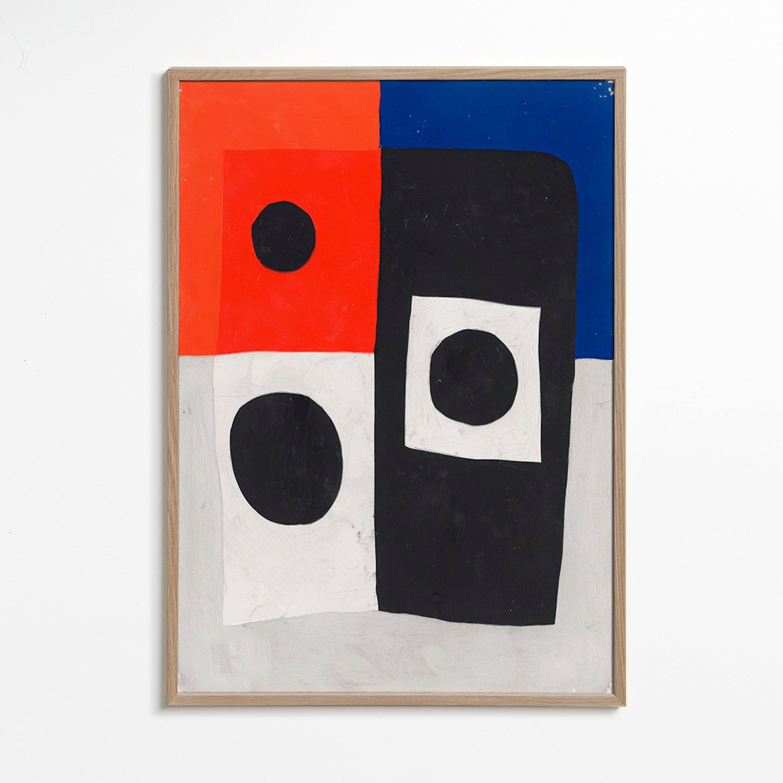Cuadro geométrico con bloques y círculos – Oak Frame