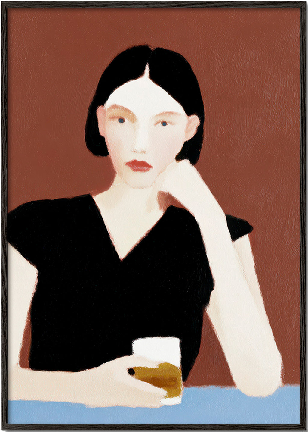 Cuadro de cocina con retrato y copa – Black Frame