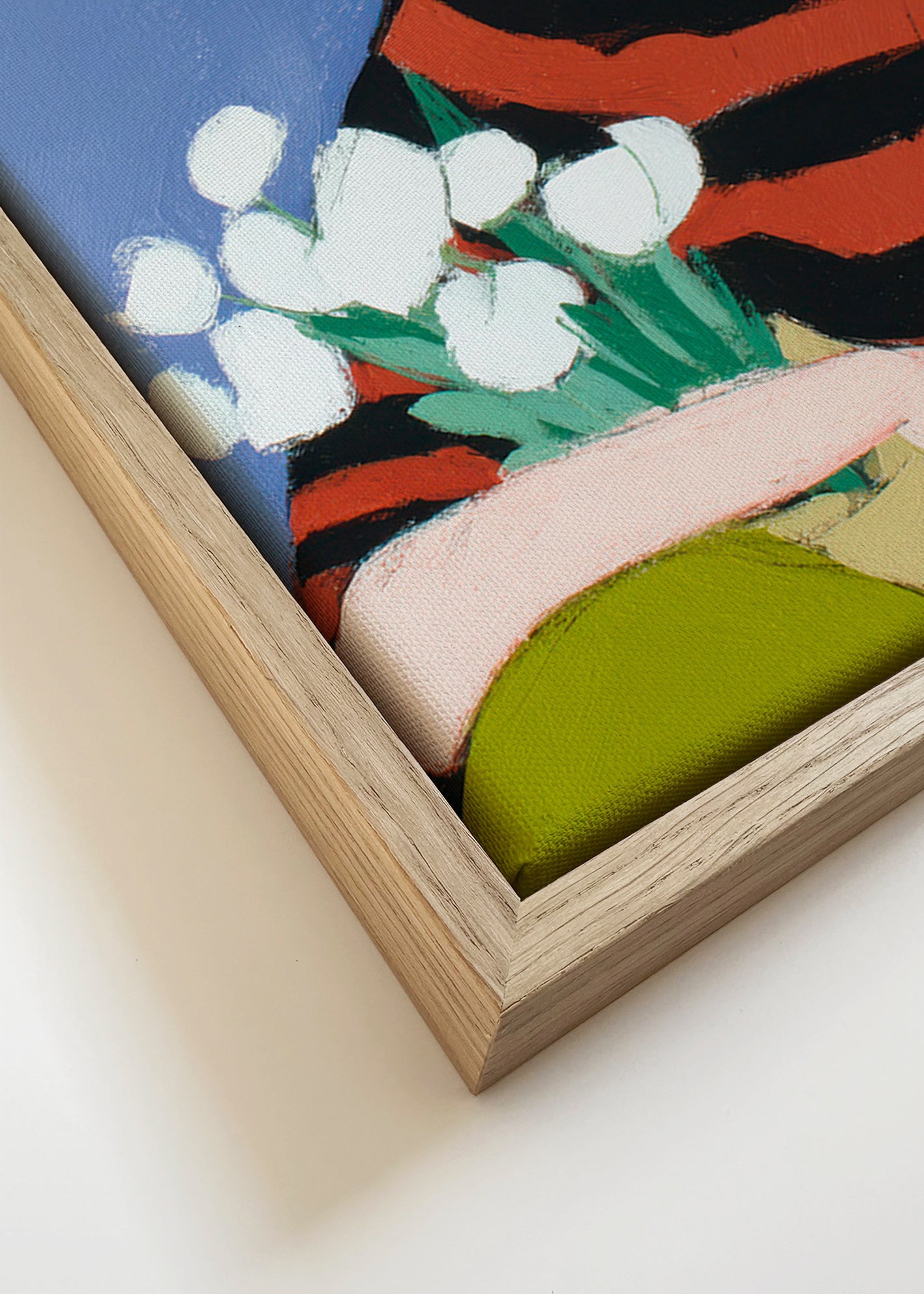 Ilustración de mujer con tulipanes blancos – Canvas detail