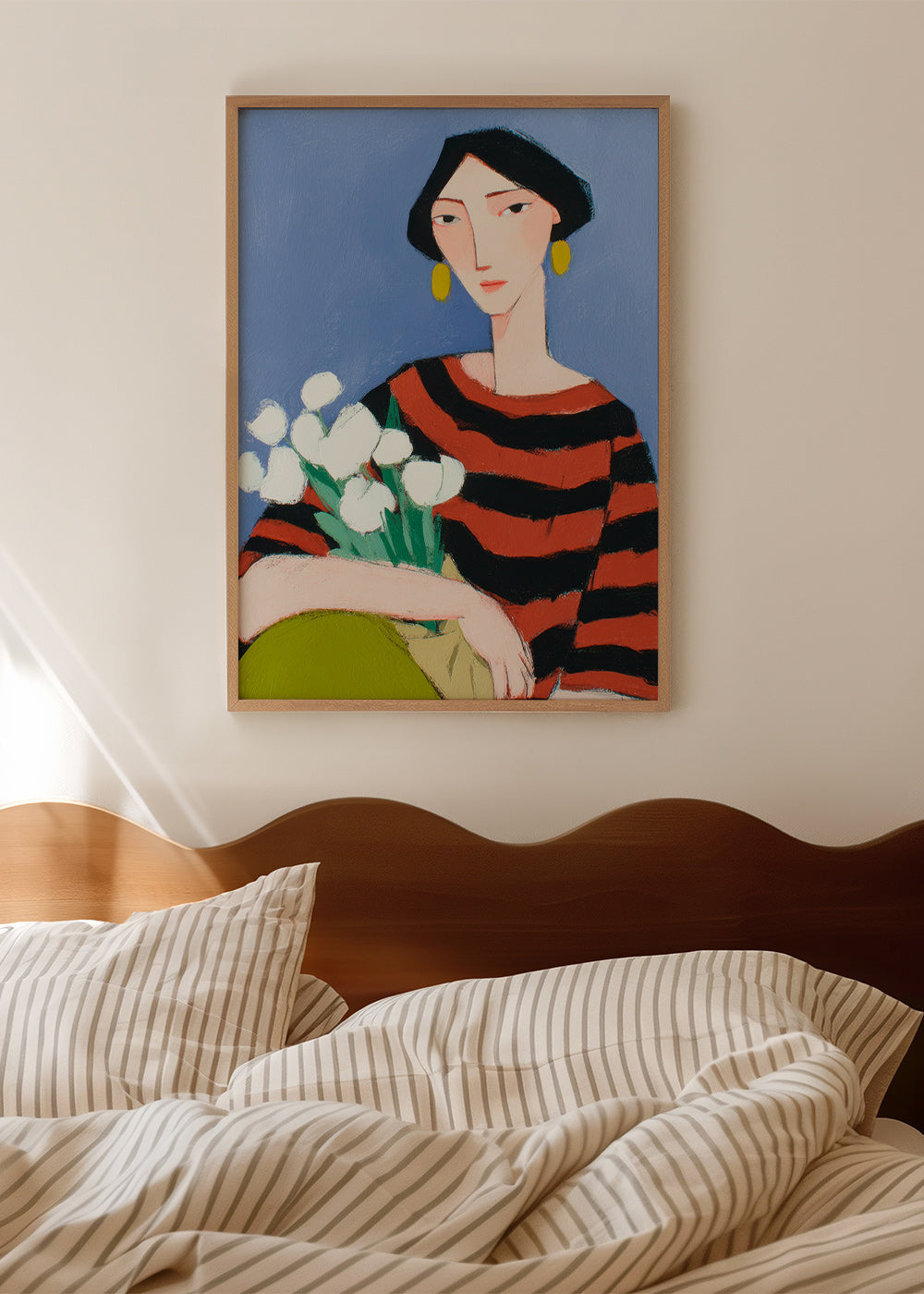 Ilustración de mujer con tulipanes blancos – Product2