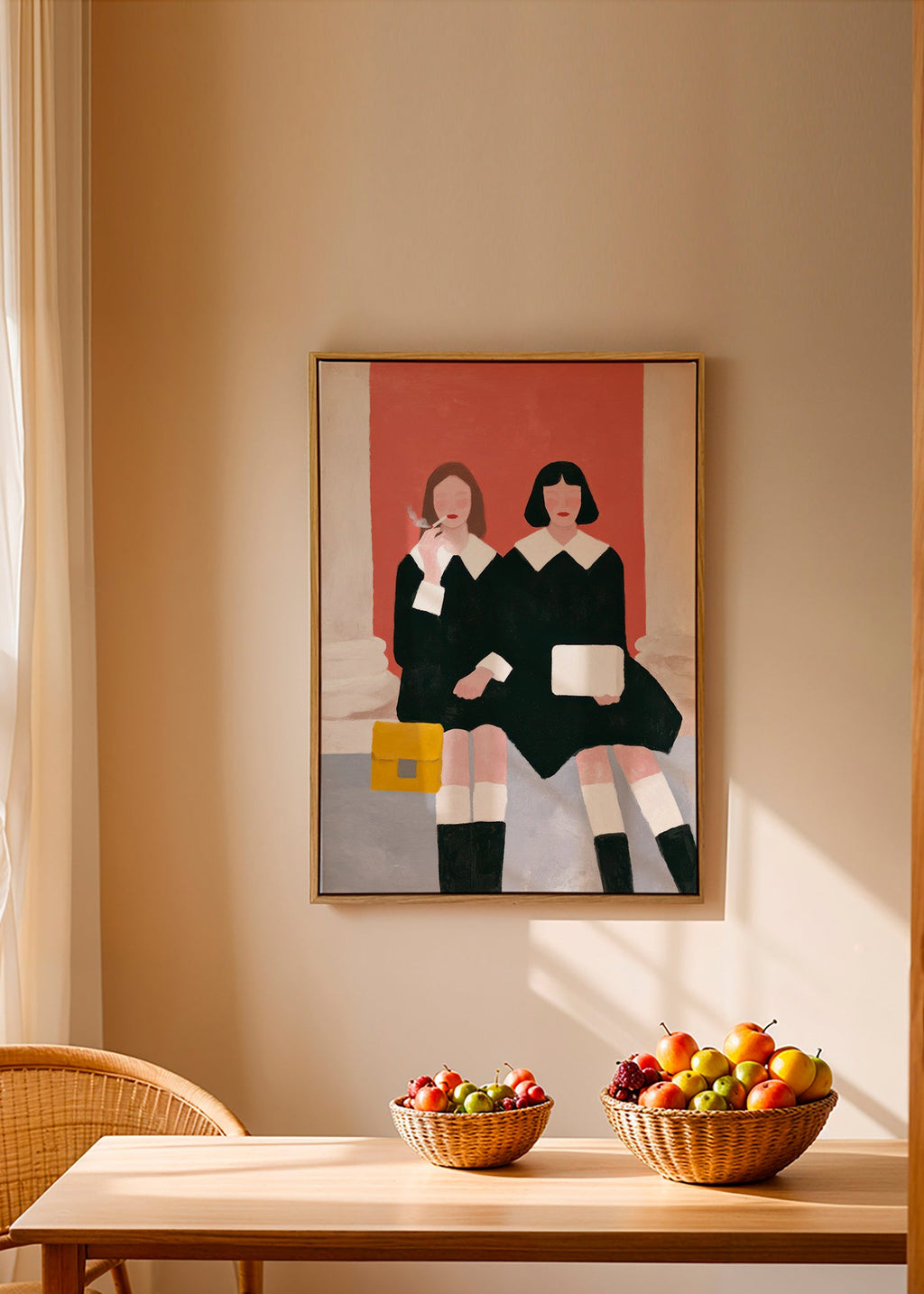 Ilustración de dos figuras sentadas estilo retro – Canvas2