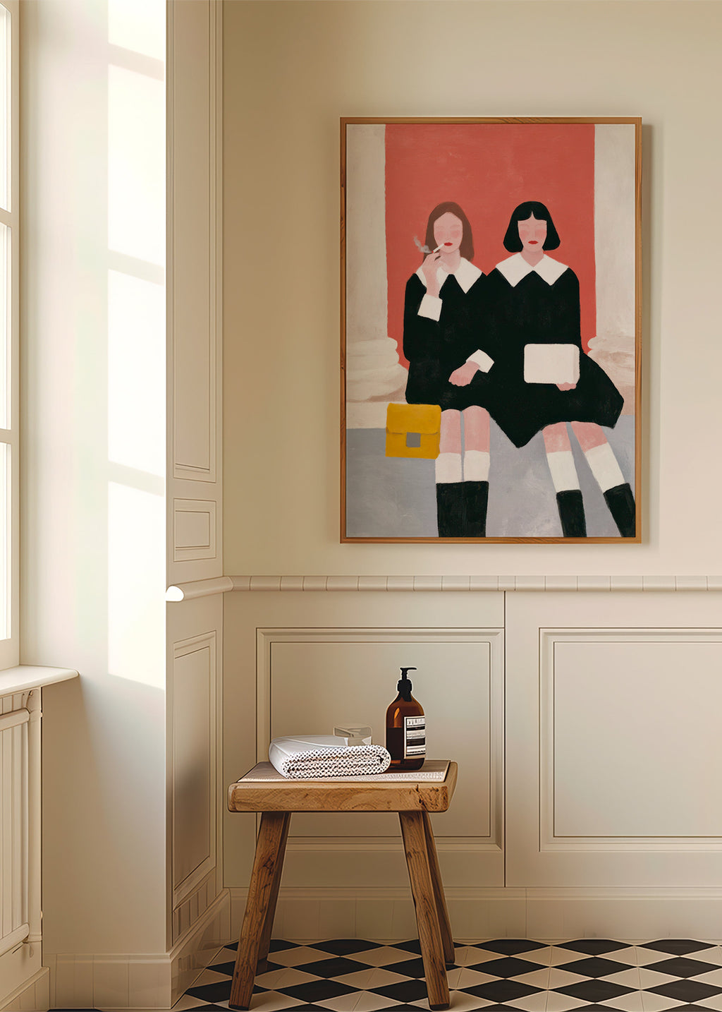 Ilustración de dos figuras sentadas estilo retro – Product2