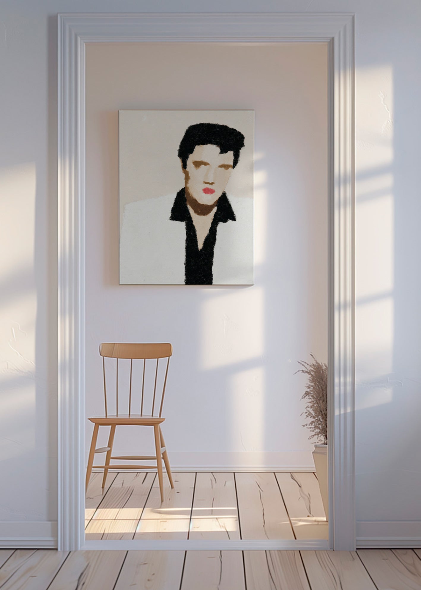 Ilustración retrato minimalista con gesto icónico – Canvas