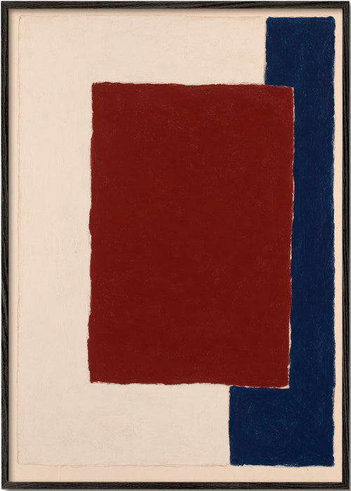 Cuadro abstracto con rectángulo borgoña – Black Frame