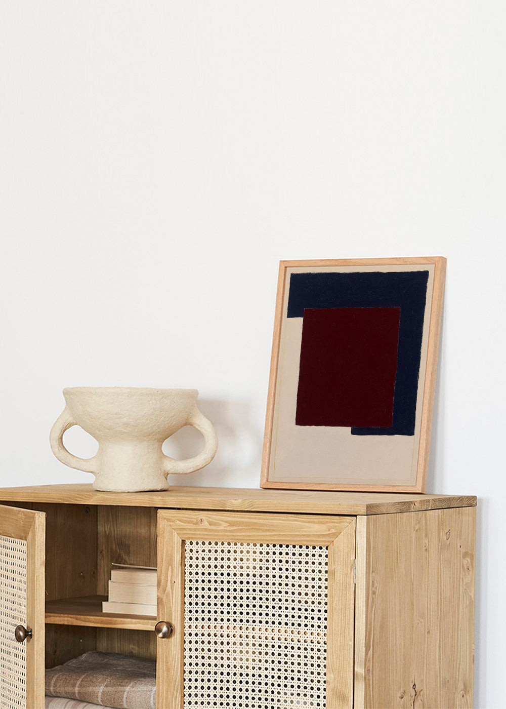 Cuadro abstracto de bloques burdeos y azul – Product1