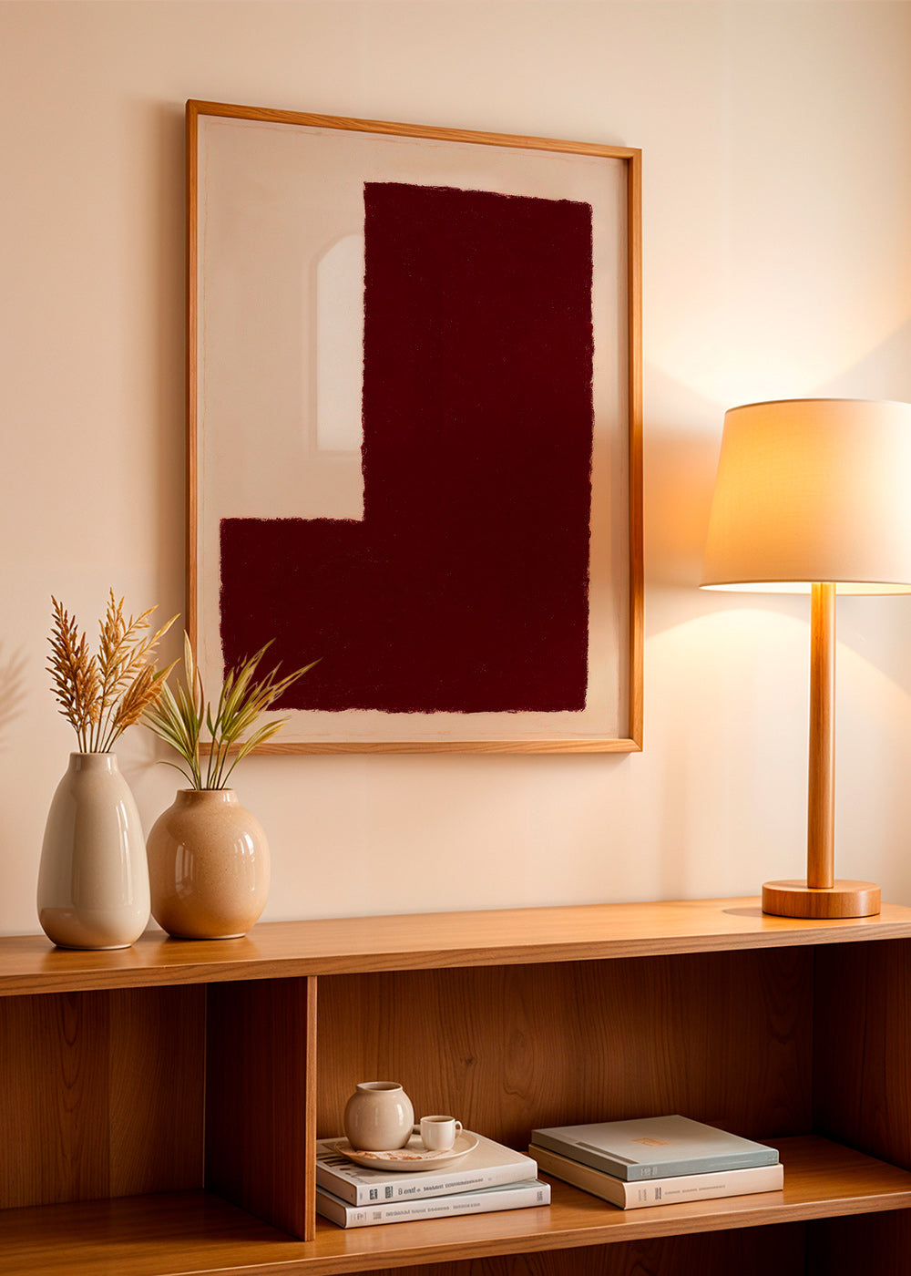 Cuadro abstracto con gran bloque burdeos – Product3