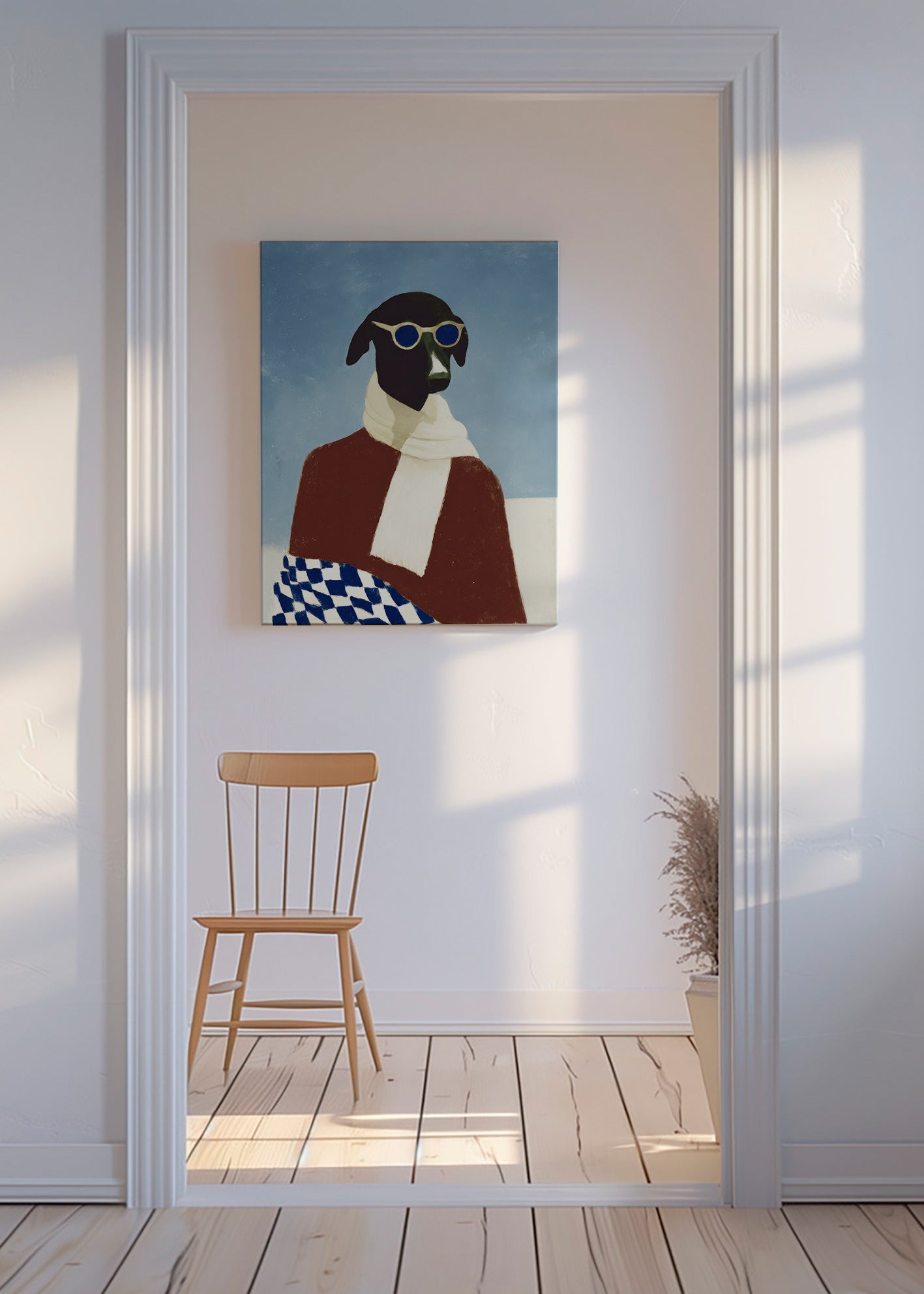 Cuadro perro invernal con bufanda – Canvas