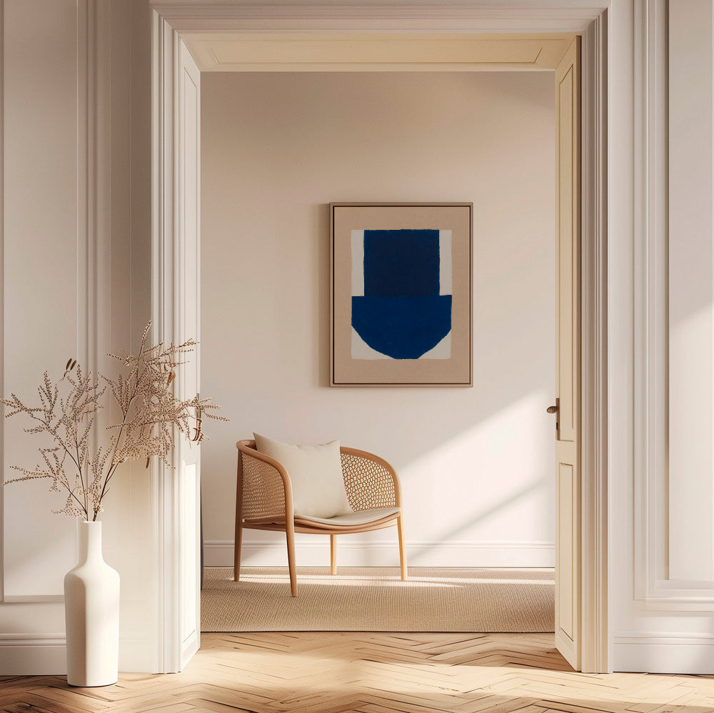 Cuadro geométrico con bloque azul marino – Canvas2