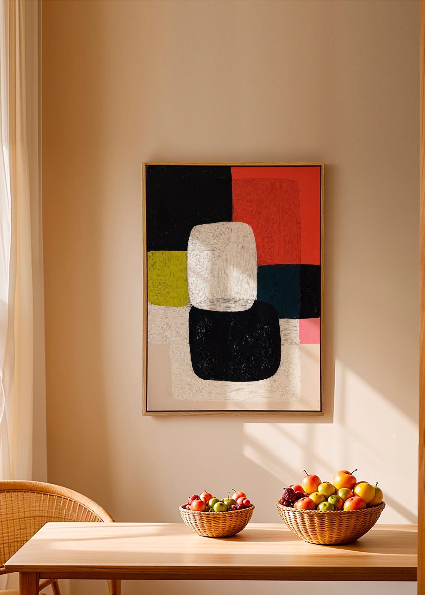 Cuadro geométrico de bloques y textura lineal – Canvas1