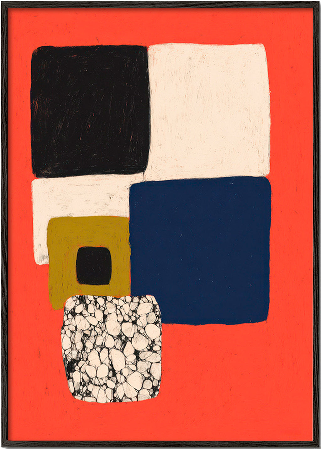 Cuadro geométrico en rojo y azul – Black Frame