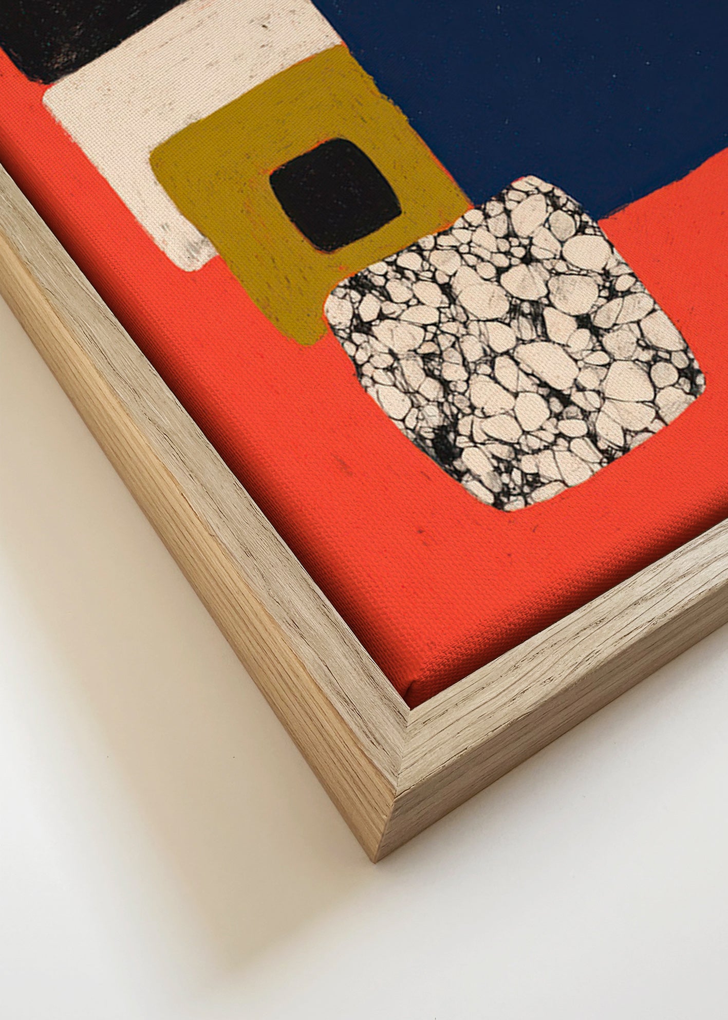 Cuadro geométrico en rojo y azul – Canvas detail