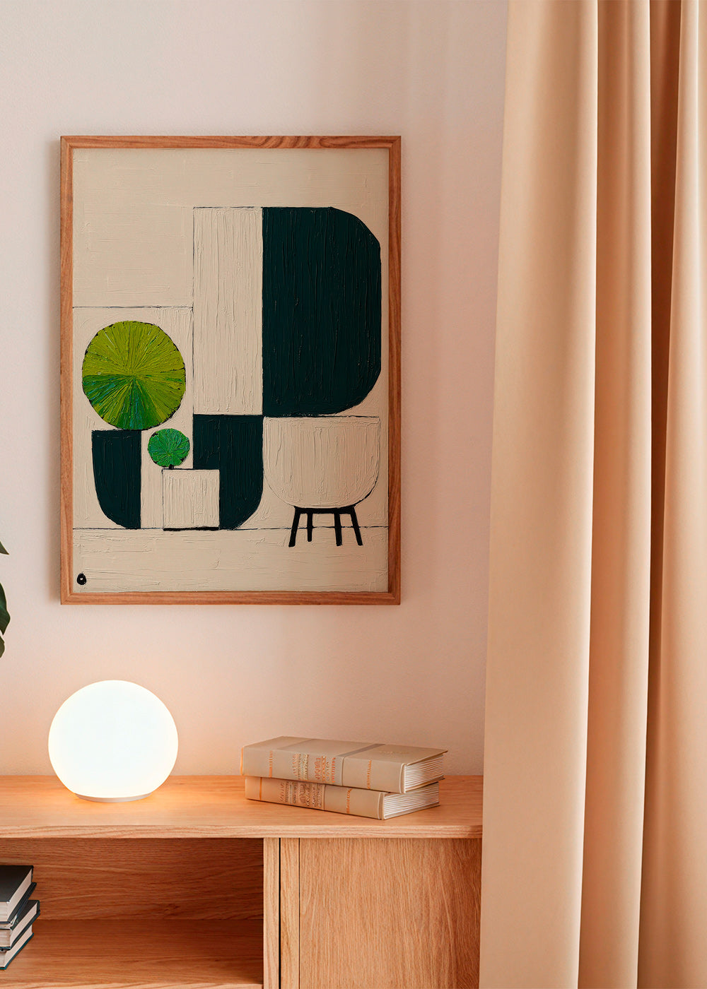 Lámina botánica geométrica con hojas verdes – Product1