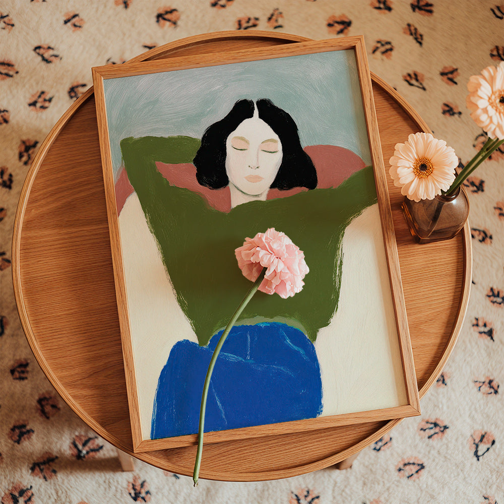 Ilustración reclinada con suéter verde – Product1