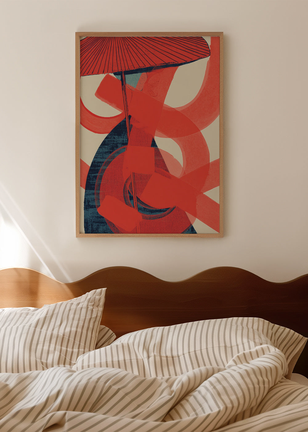 Red Swirl Energy - Framed poster in an interior
