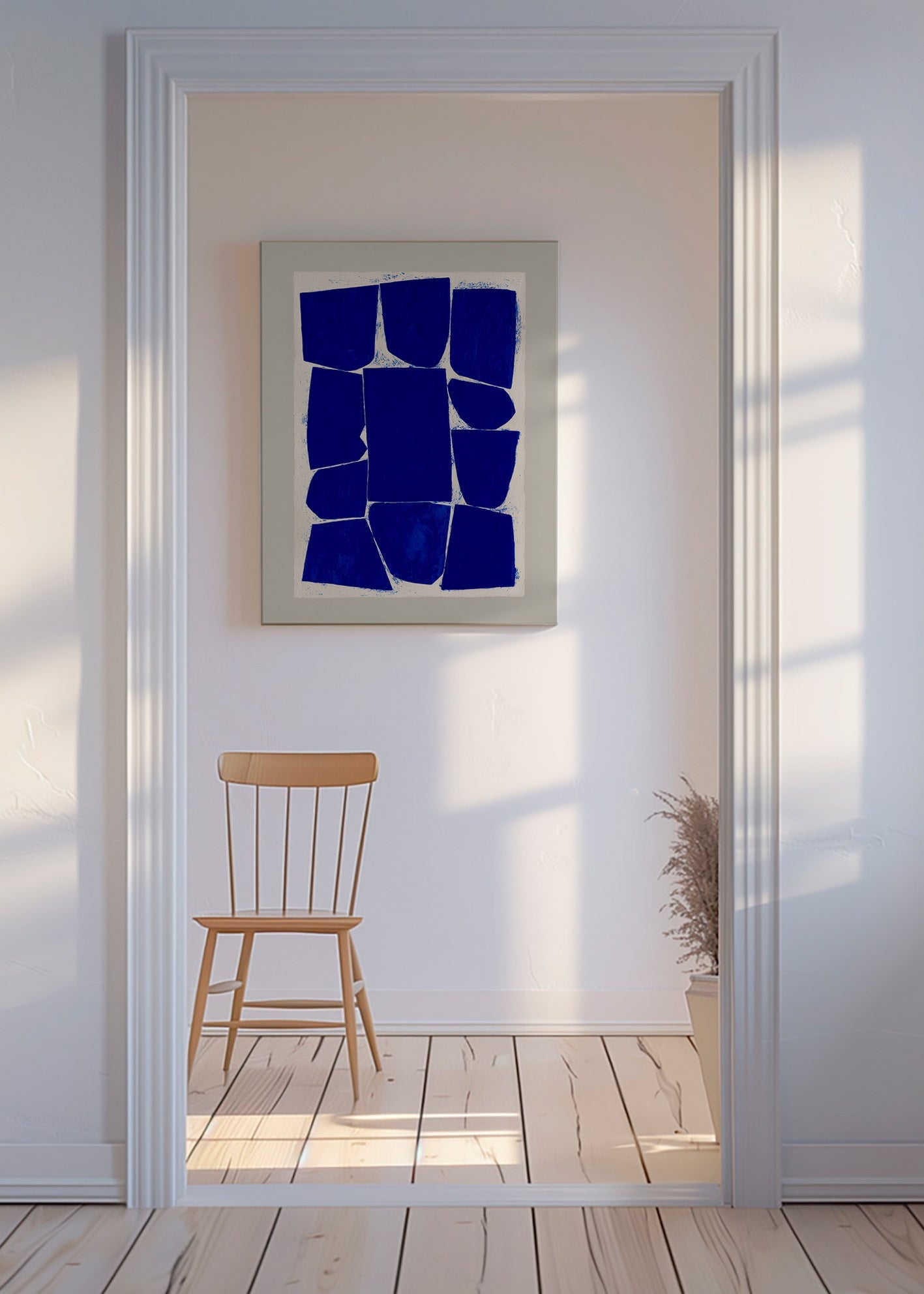 Cuadro abstracto en bloques azules – Canvas