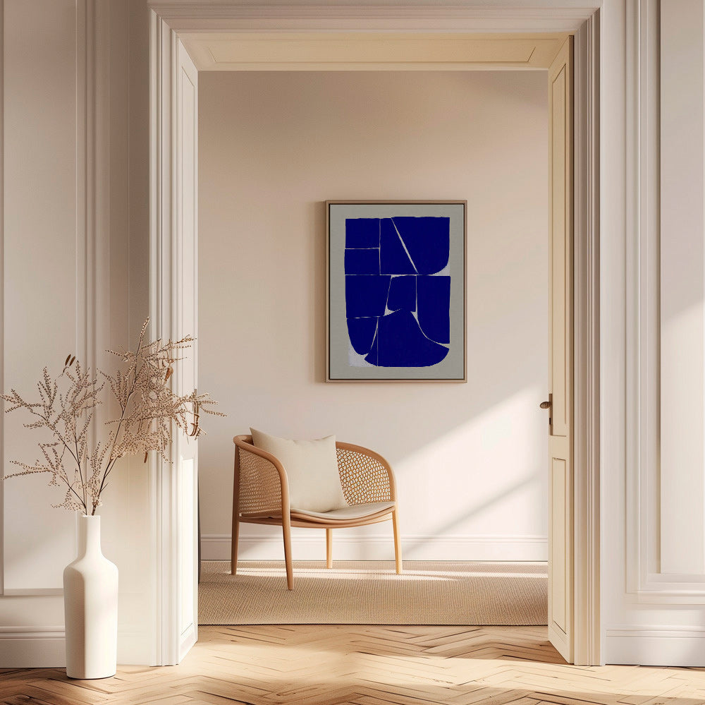 Cuadro geométrico en azul intenso con bloques orgánicos – Canvas1