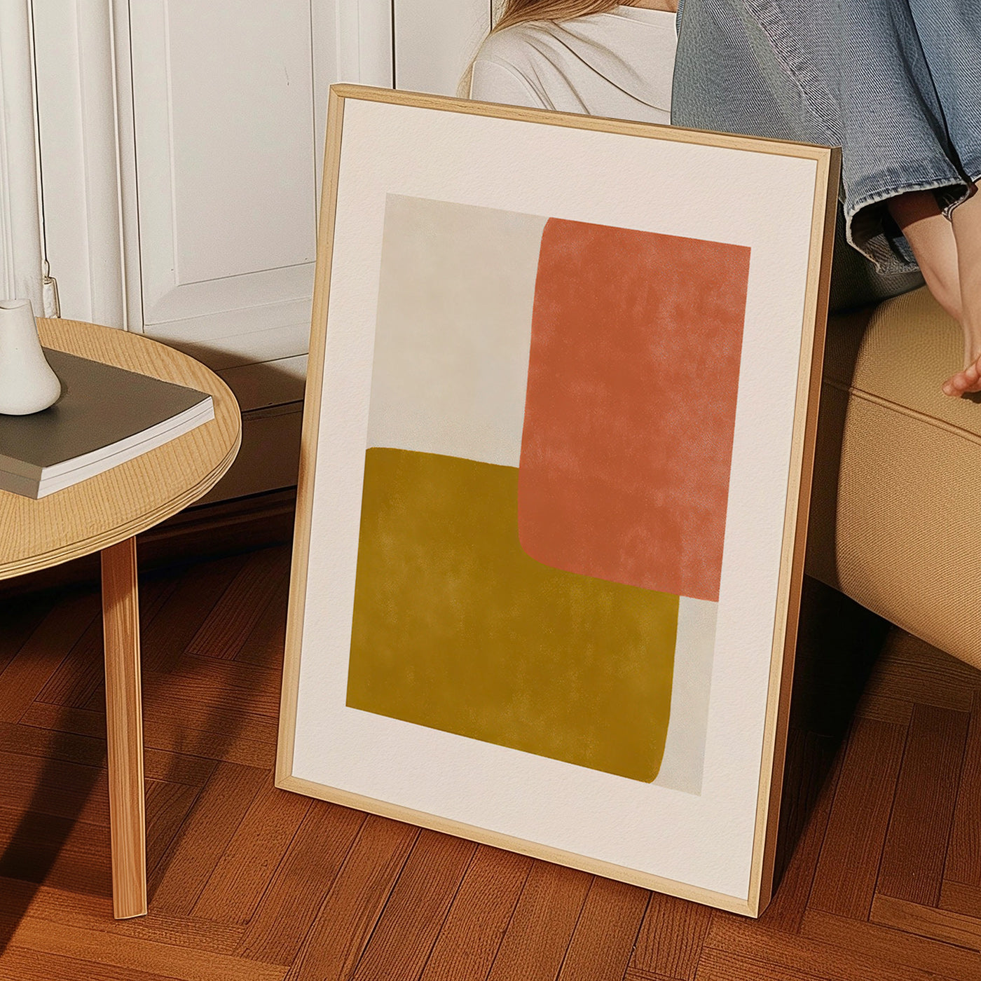 Cuadro abstracto con bloques terracota y mostaza – Product3