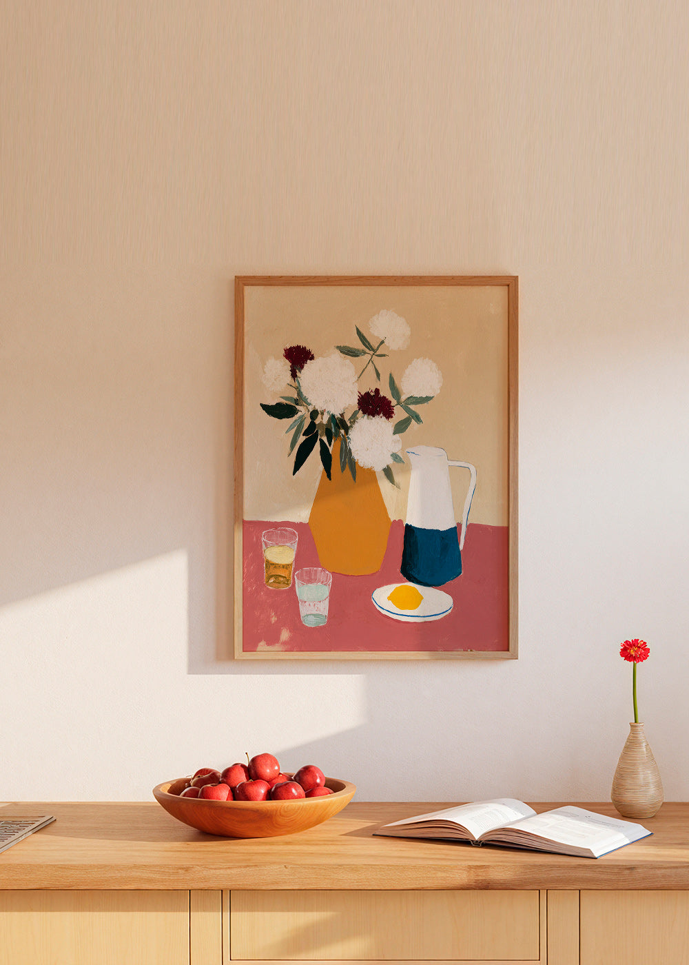 Lámina botánica con jarrón y flores blancas – Product2