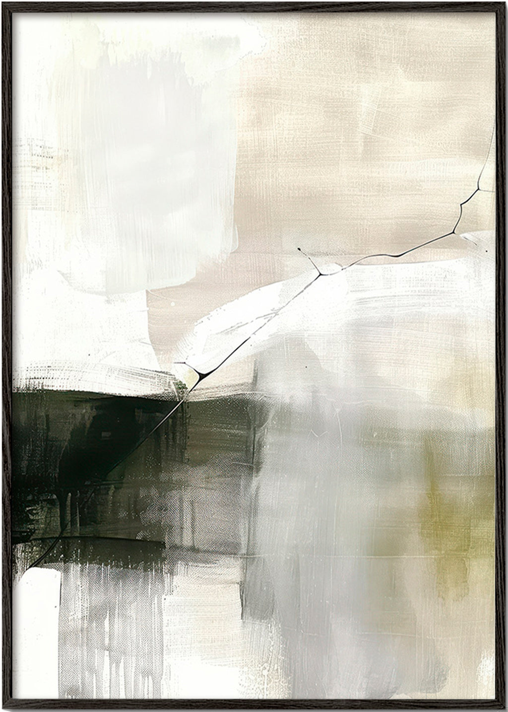 Cuadro abstracto con horizonte difuso – Black Frame