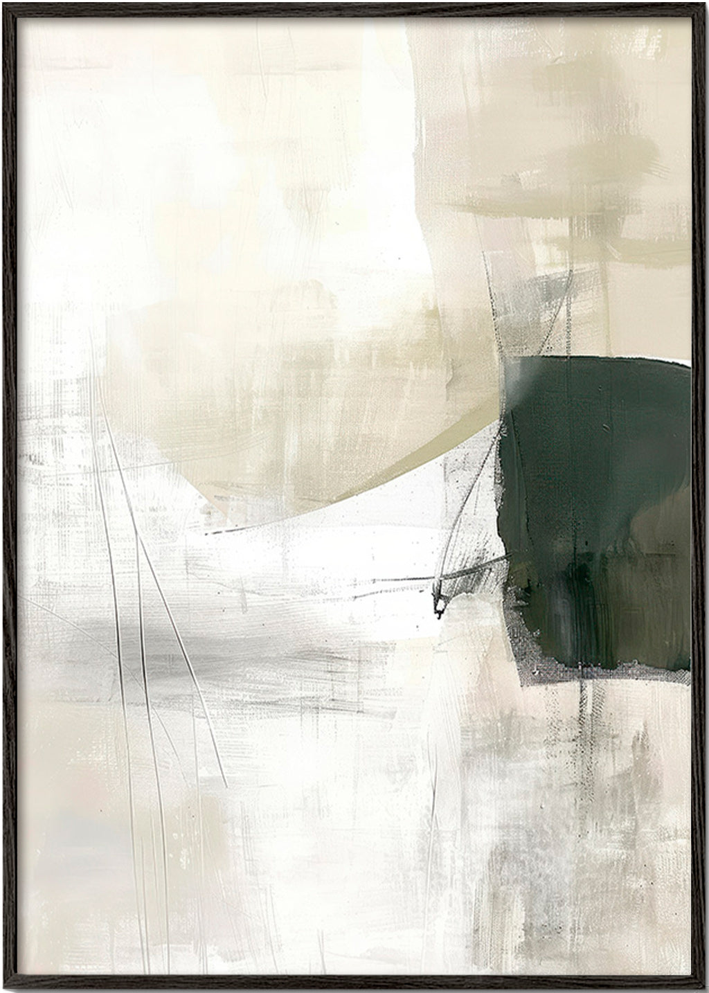 Cuadro abstracto minimalista con bloque verde – Black Frame