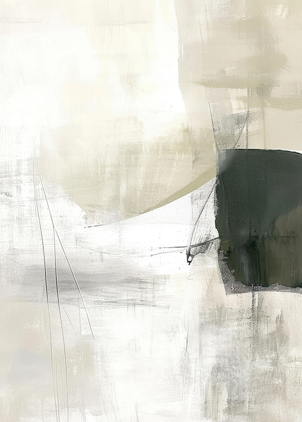 Cuadro abstracto minimalista con bloque verde