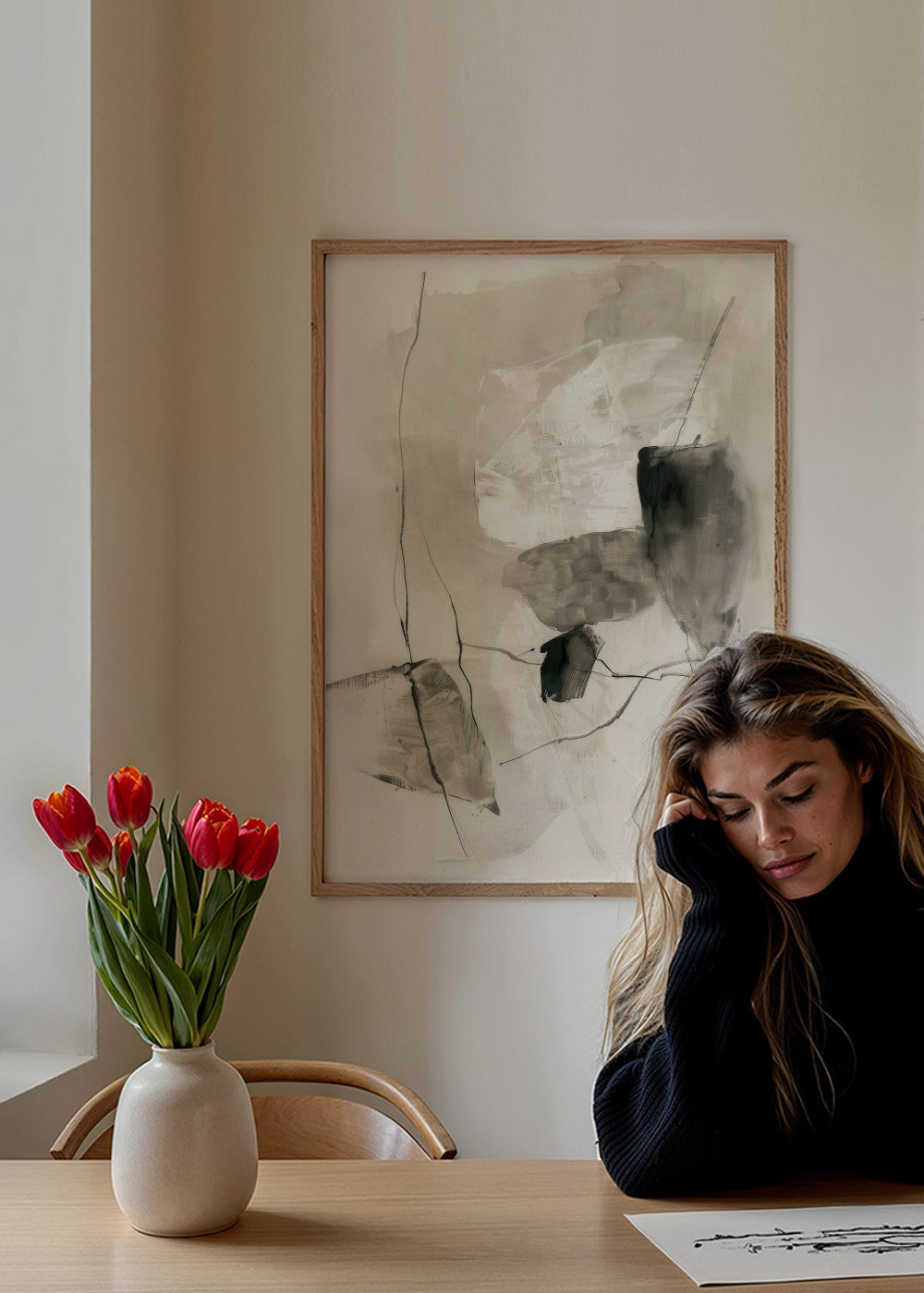 Ink in Repose I - Framed poster in an interior