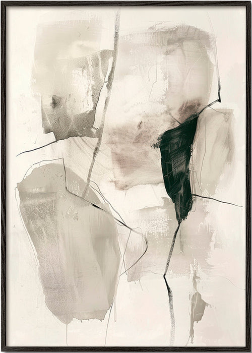 Cuadro abstracto en tinta y tonos neutros – Black Frame