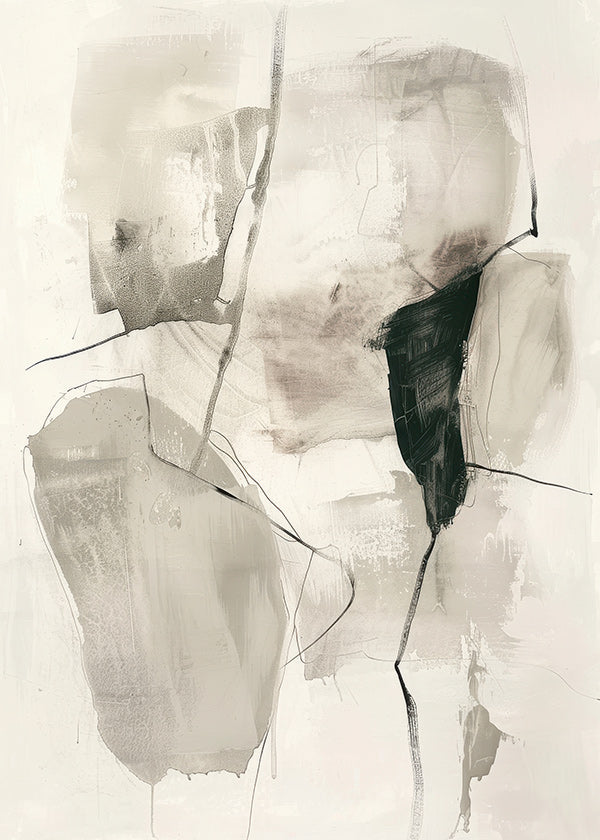 Cuadro abstracto en tinta y tonos neutros