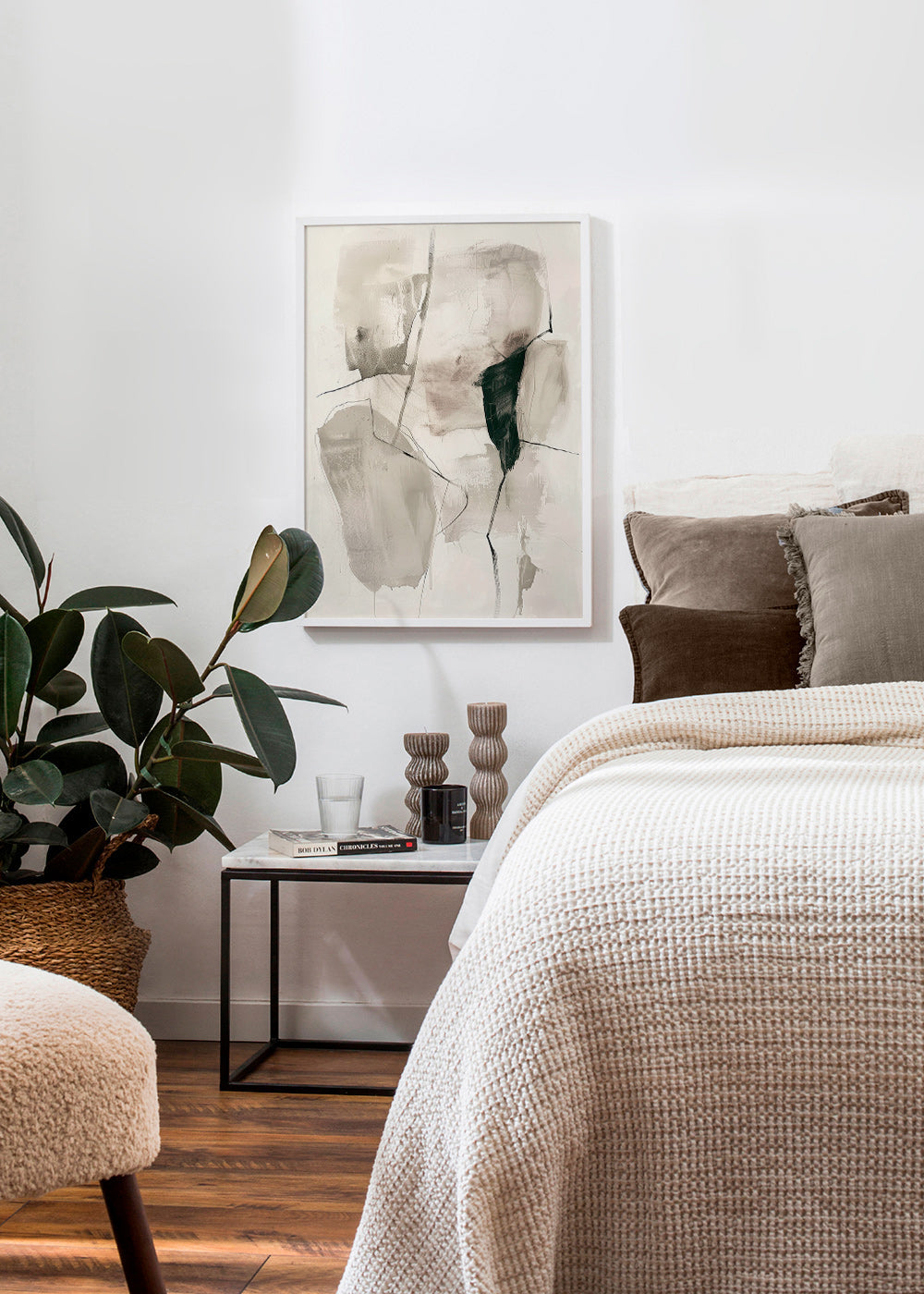 Cuadro abstracto en tinta y tonos neutros – Product1