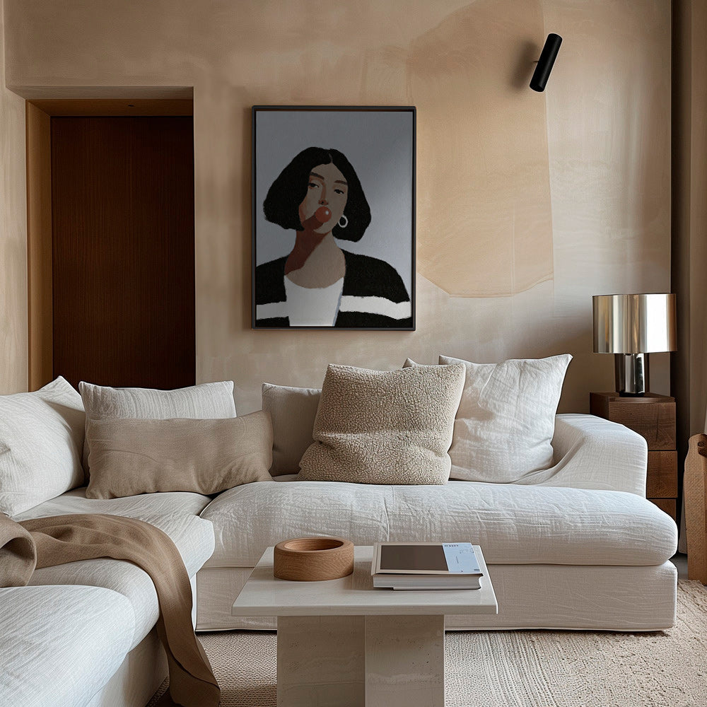 Ilustración retrato femenino con chicle – Canvas1