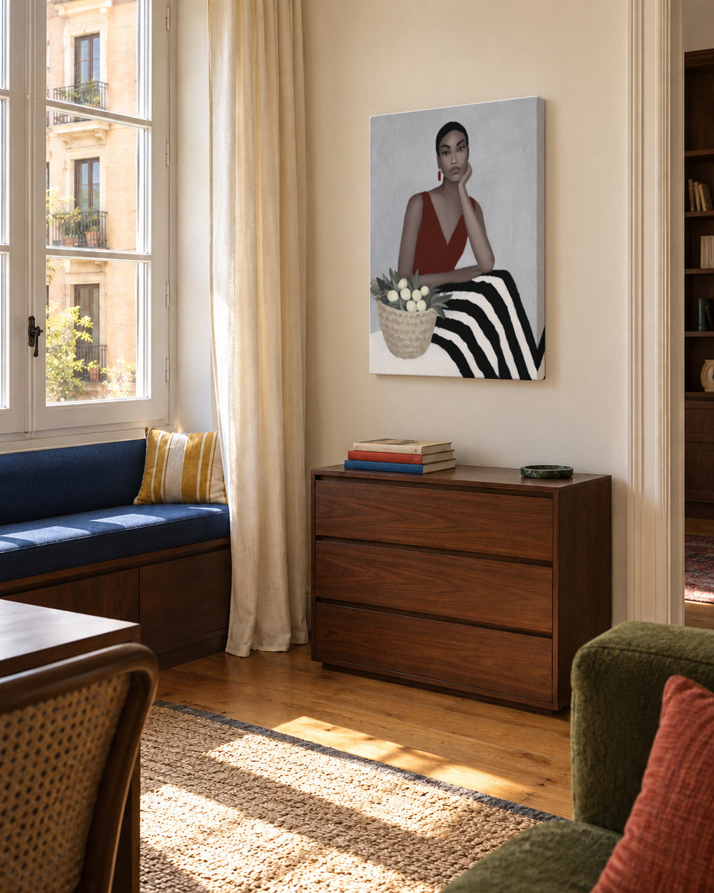 Red Velvet Dress - Unframed canvas in an interior