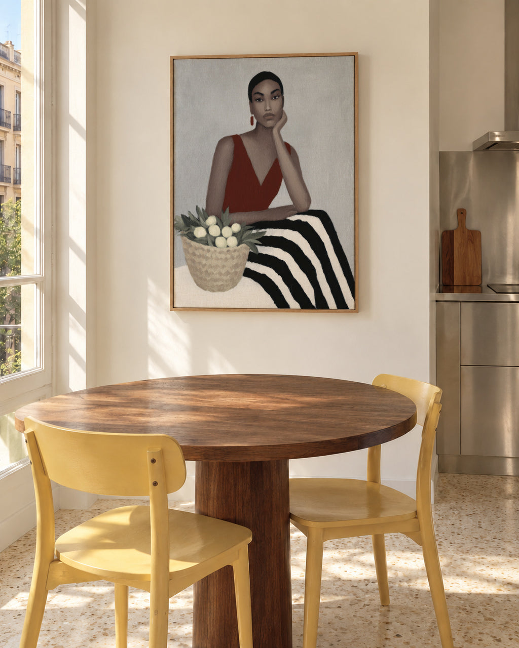 Red Velvet Dress - Framed canvas in an interior