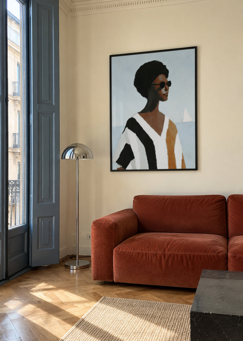 Vertical Stripes - Framed poster in an interior
