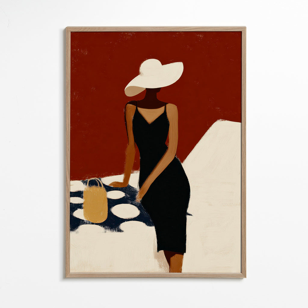 Ilustración elegante de figura con vestido negro – Oak Frame