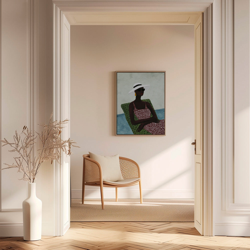 Ilustración elegante con figura reclinada y sombrero – Canvas1