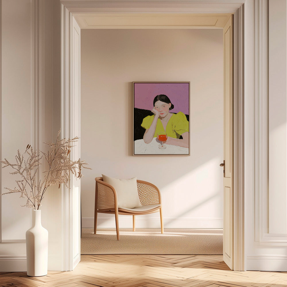 Ilustración de retrato femenino con copa – Canvas1