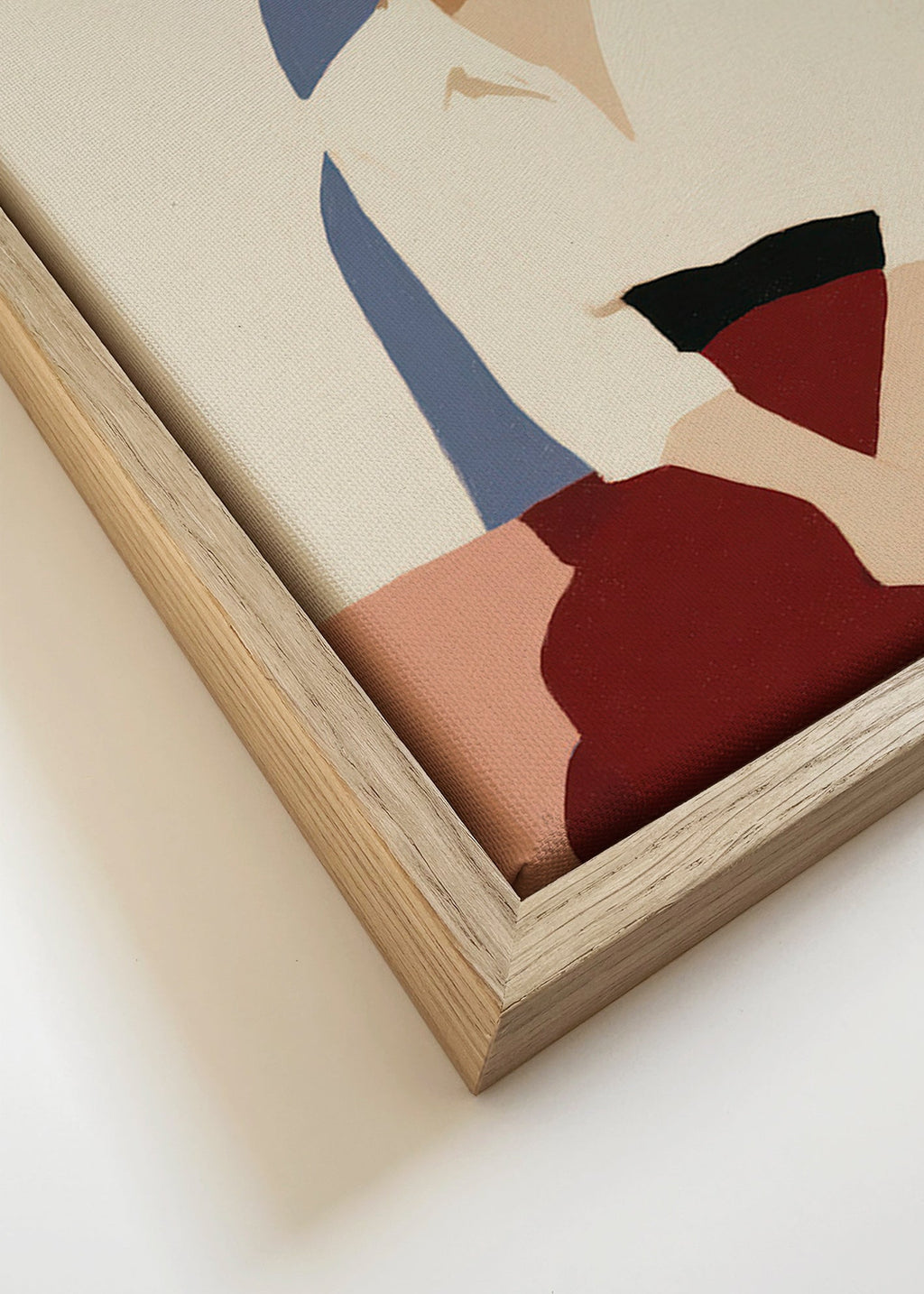 Cuadro minimalista de figura sentada, gesto sereno – Canvas detail