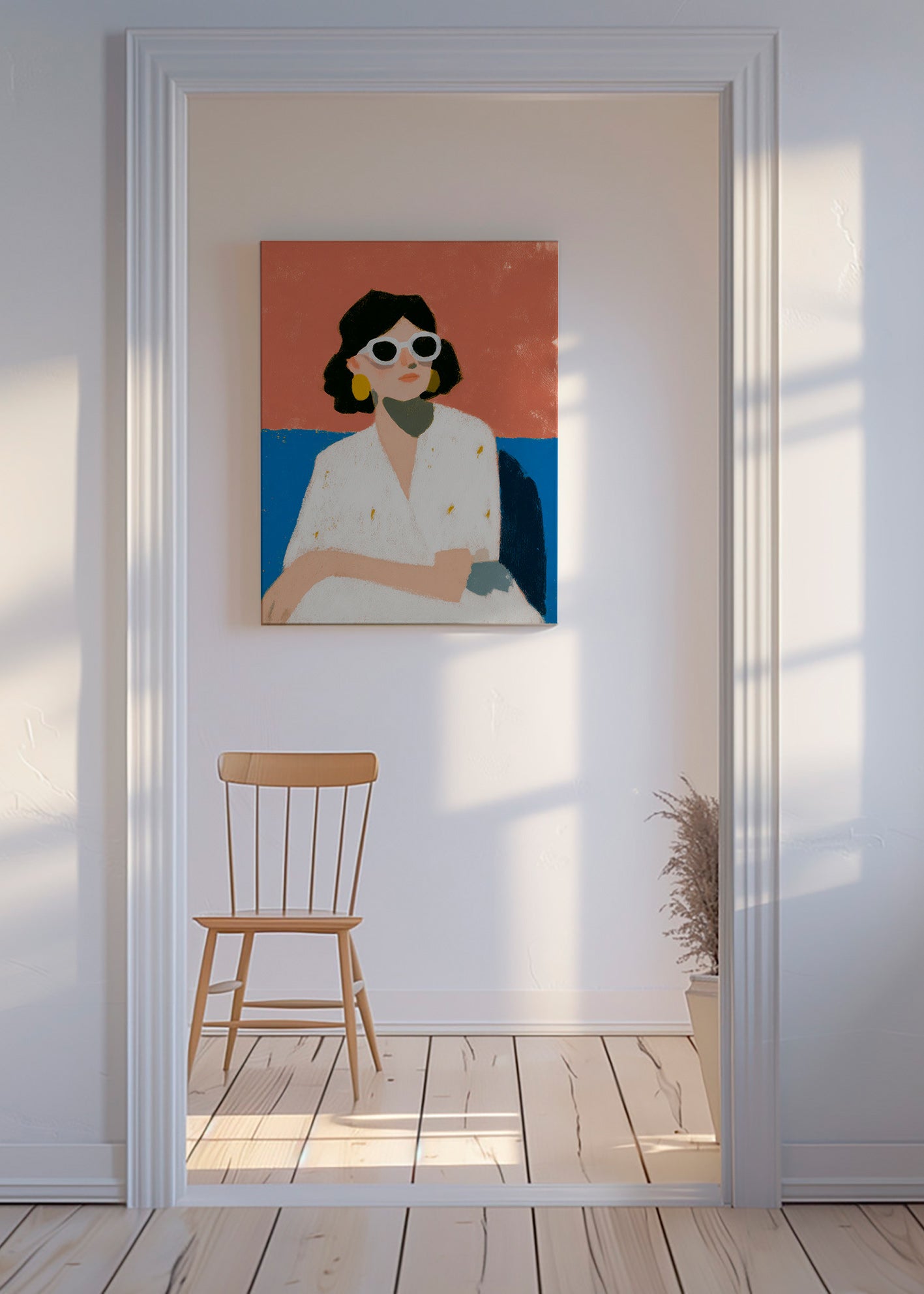 Ilustración femenina con gafas blancas – Canvas
