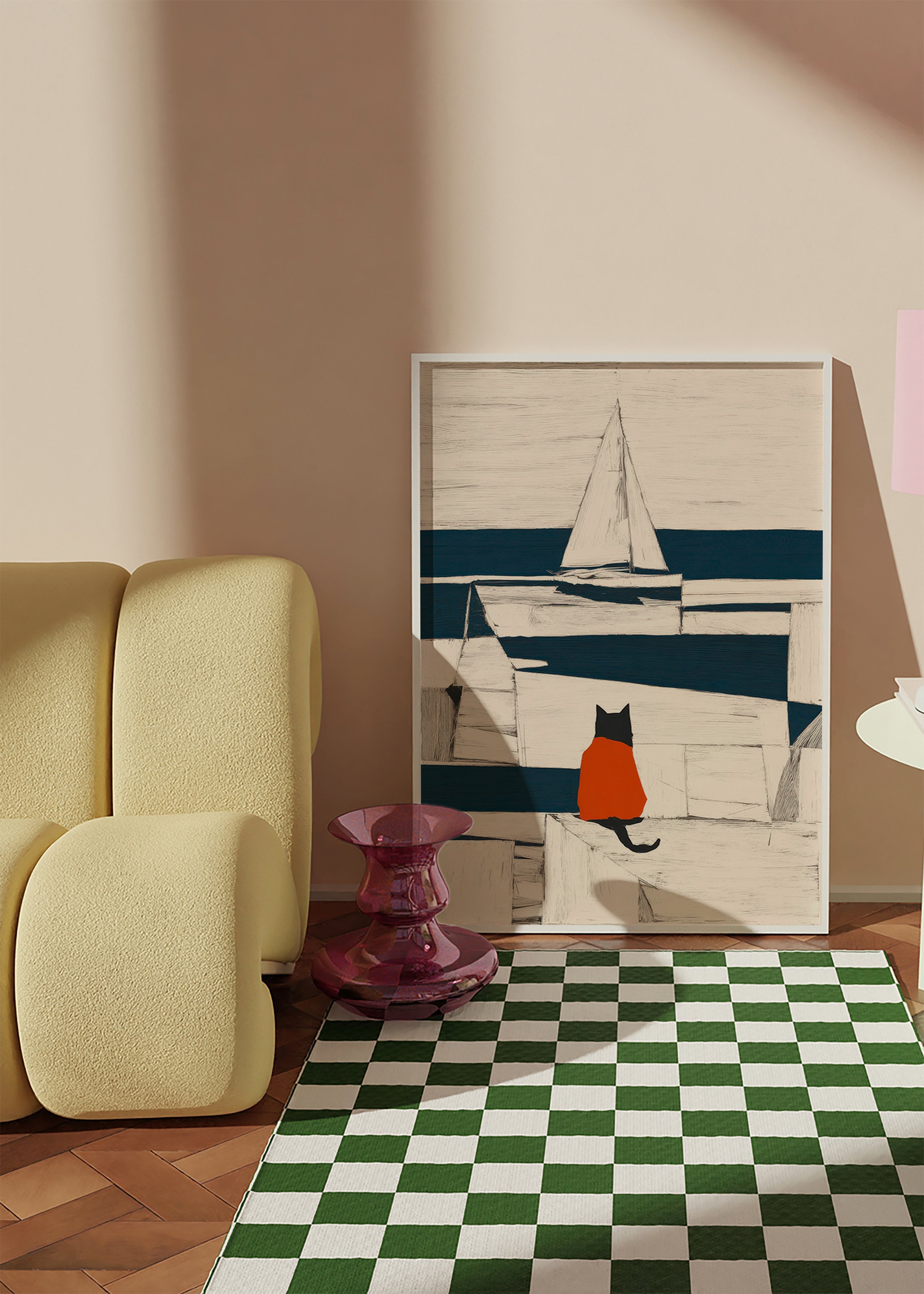 Cuadro gato en el puerto minimalista – Product2