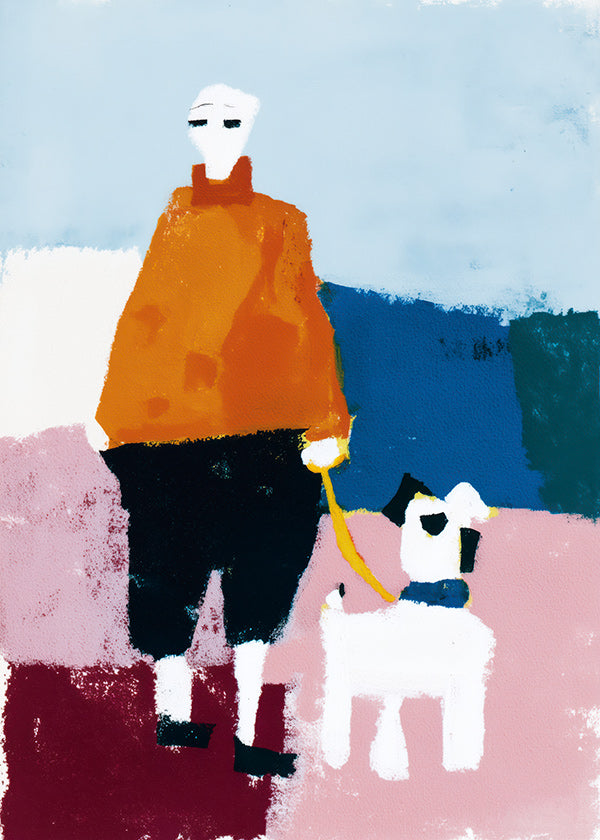 Ilustración paseo matutino con perro