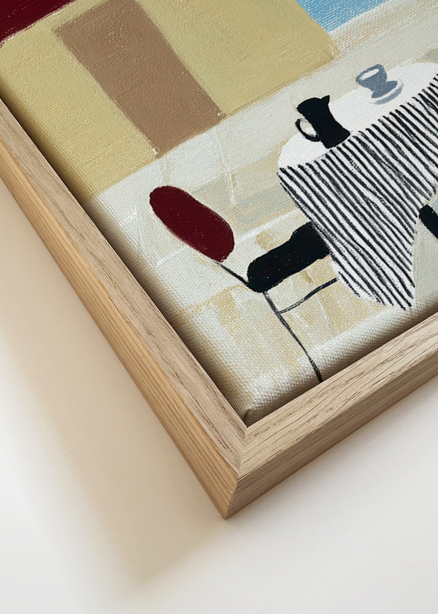 Cuadro de cocina con terraza y mesa bajo toldo – Canvas detail