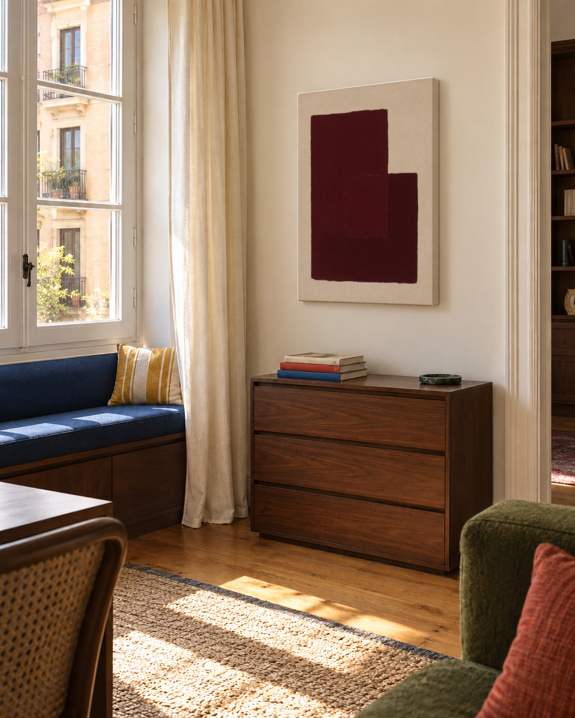 Crimson Structure II - Unframed canvas in an interior
