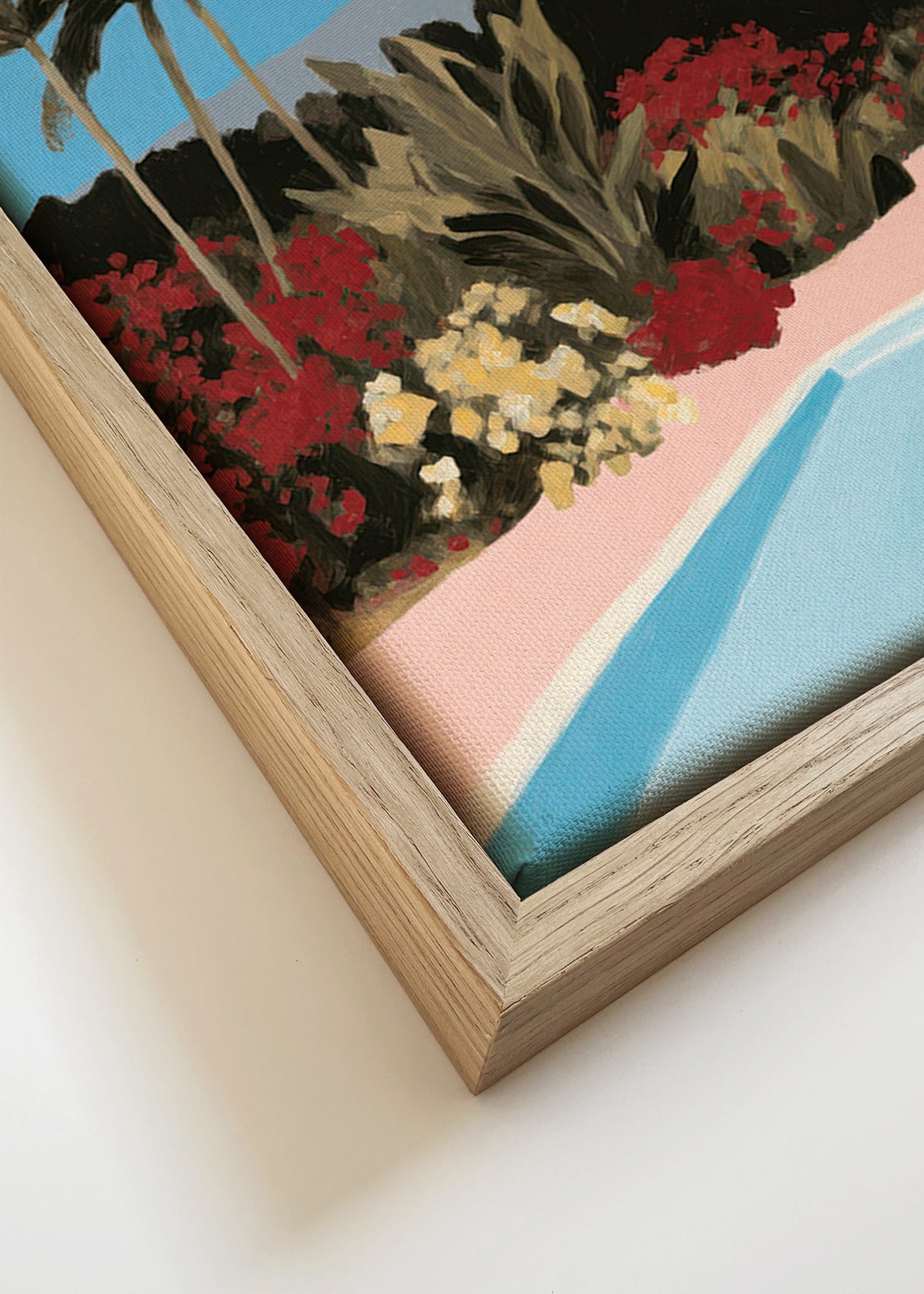 Lámina botánica con piscina y palmeras – Canvas detail