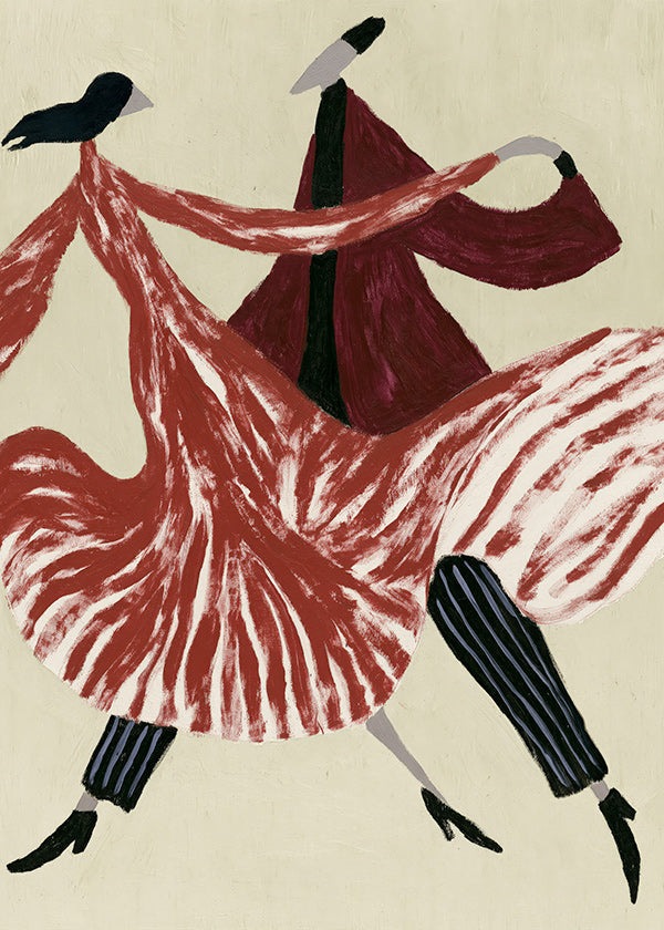 Cuadro abstracto de bailarinas en movimiento