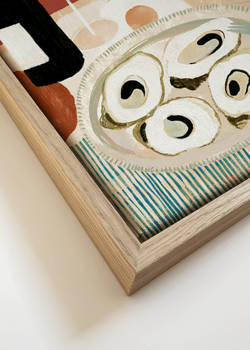 Cuadro de cocina: ostras y vino en bodegón – Canvas detail