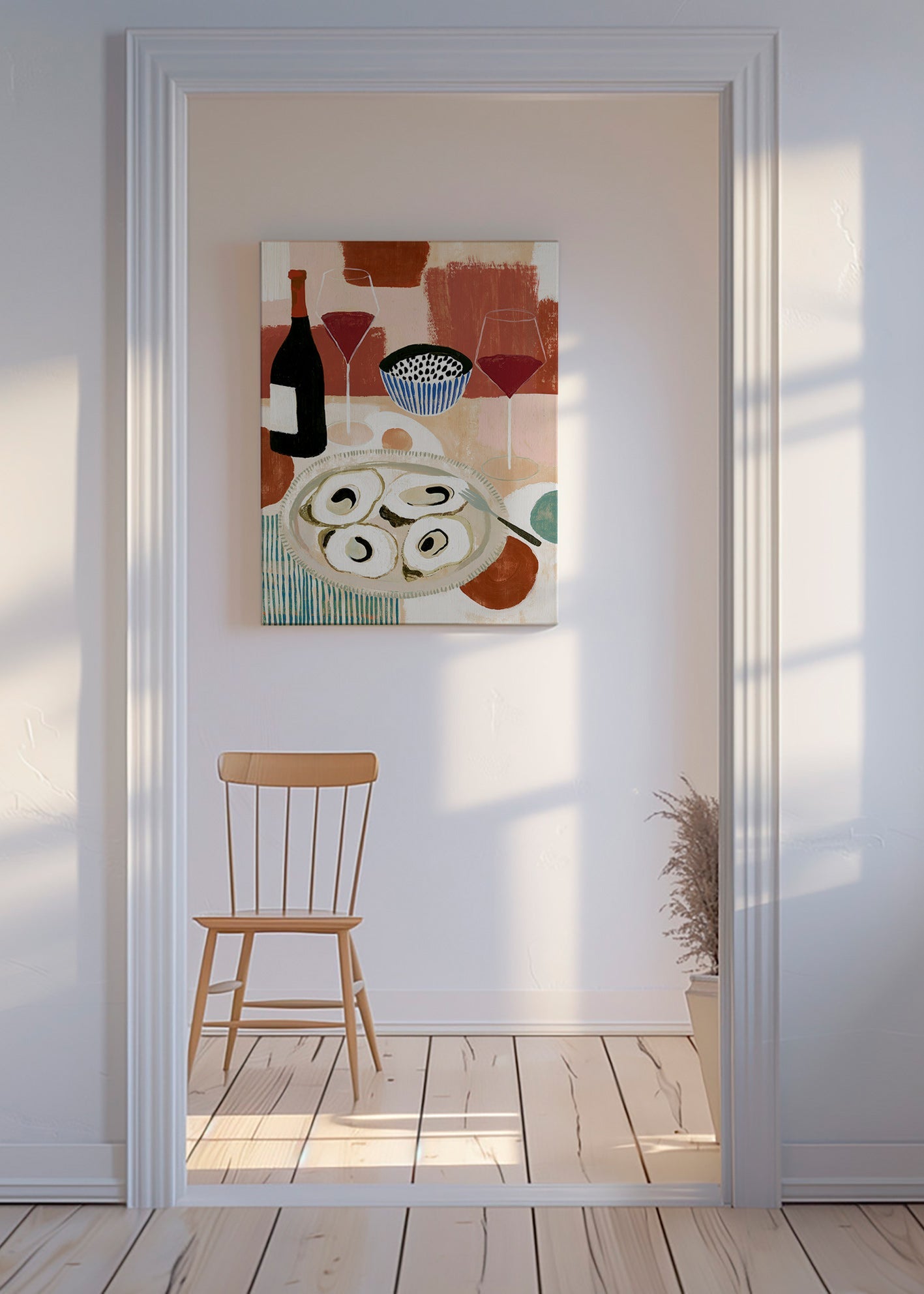Cuadro de cocina: ostras y vino en bodegón – Canvas