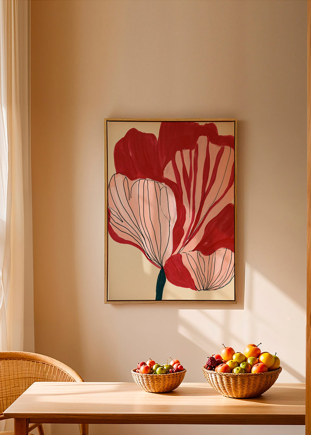 Lámina botánica pétalos carmesí – Canvas1