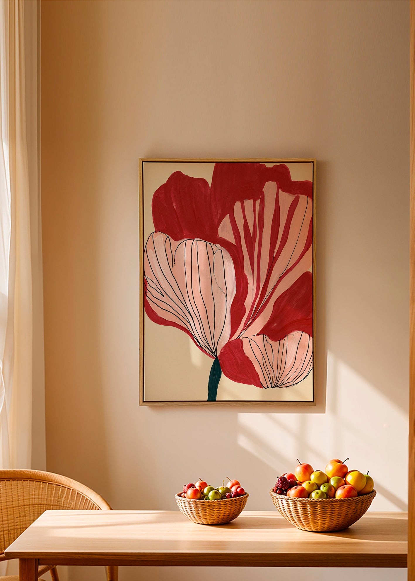 Lámina botánica pétalos carmesí – Canvas1