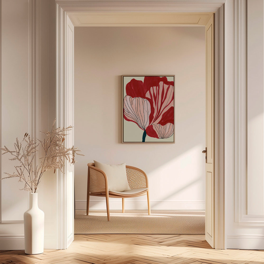 Lámina botánica pétalos carmesí – Canvas2