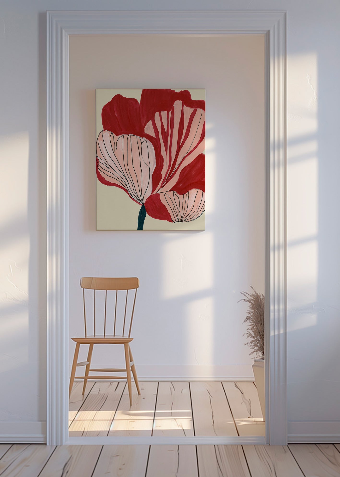 Lámina botánica pétalos carmesí – Canvas